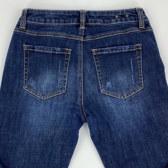 Cabi Clothing Authentic High Straight Dark Wash Distressed Jeans, #3561, 2 - Picture 9 of 16